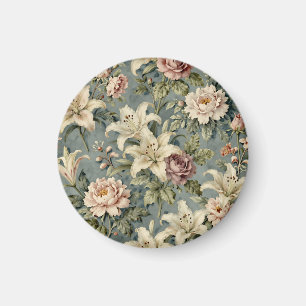 Imã Padrão Floral de Lírio Peônia Vintage
