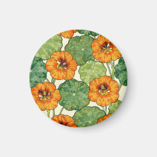 Imã Padrão Floral de Nastúrcio em Aquarela