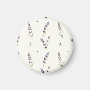 Imã Padrão Floral Delicado de Lavanda em Aquarela