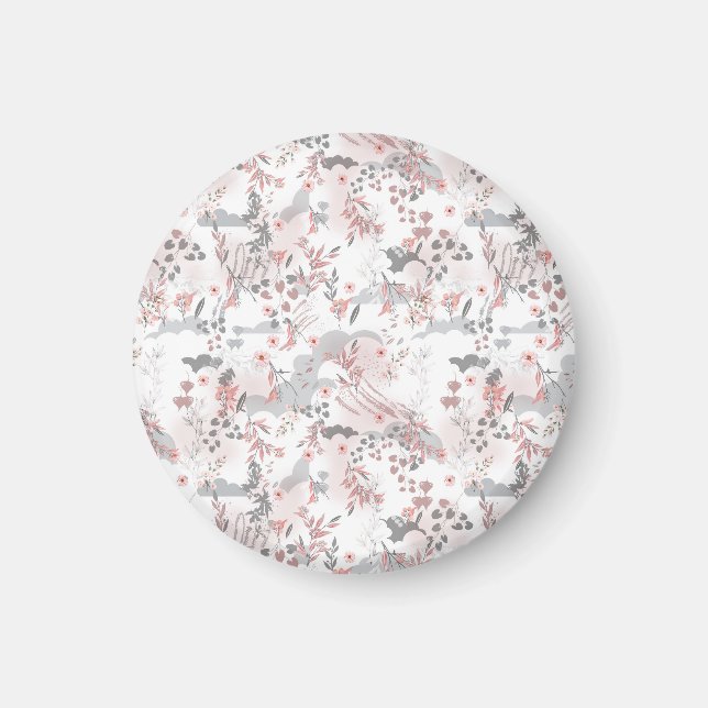 Imã Padrão Floral Digital em Pedras Pastel (Frente)