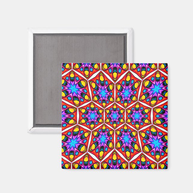 Imã Padrão Floral Elegante Abstrato (Front/Back)