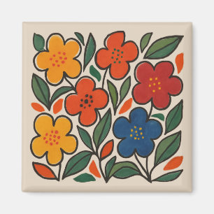 Imã Padrão Floral Estilo Retro Anos 60