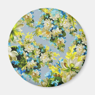 Imã Padrão Floral Flores Amarelas Vintage