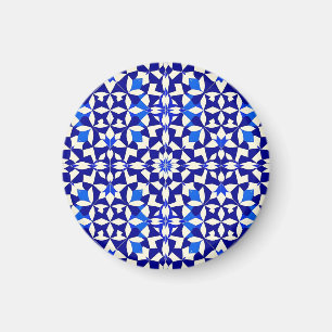 Imã Padrão Floral Geométrico Azul Marinho