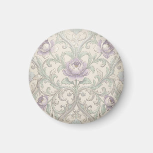 Imã Padrão Floral Ornate Peônia Lavanda Rolo de Prata