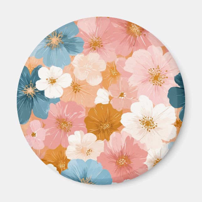 Imã Padrão Floral Pastel Bonito (Frente)