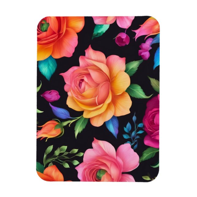 Ímã Padrão Floral Rosa (Vertical)