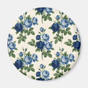 Imã Padrão Floral Rosa Azul