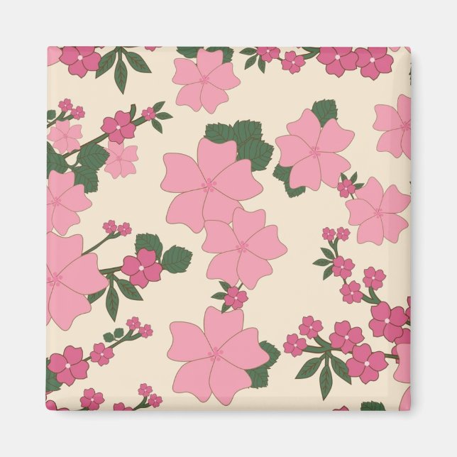 Imã Padrão Floral Rosa Bonito (Frente)
