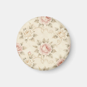 Imã Padrão Floral Rosa Damasco Rosa Vintage