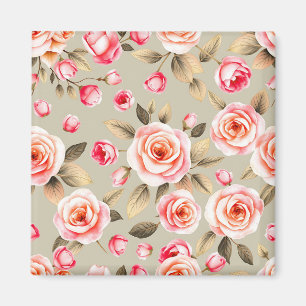 Imã Padrão Floral Rosa Romântico