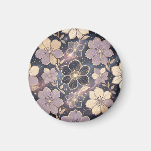 Imã Padrão Floral Roxo Dourado Celestial Estrelas Galá