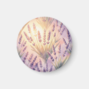 Imã Padrão Floral Roxo Lavanda em Aquarela Sonhadora
