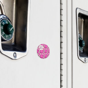 Imã Padrão Floral Sem Emenda Rosa Quente Personalizado