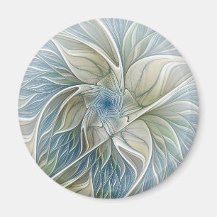 Imã Padrão Floral Sonho Abstrato Azul Caqui Fractal