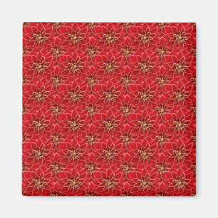 Imã Padrão Floral Vermelho Elegante