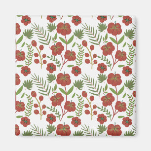 Imã Padrão floral vermelho sem costura sobre fundo bra