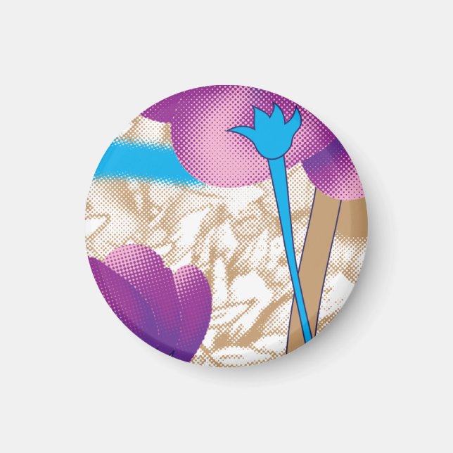 Imã Padrão floral vibrante com púrpura e azul f (Frente)