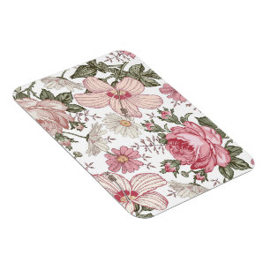 Ímã Padrão Floral Vintage com Rosas