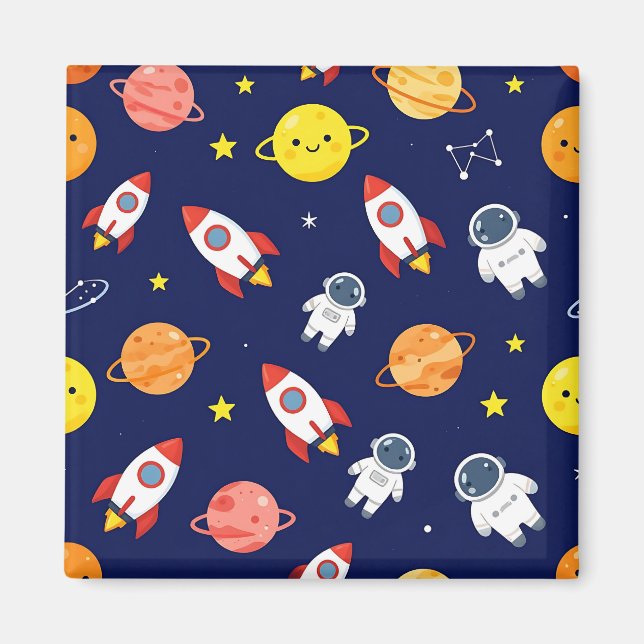 Imã Padrão Fofo de Explorador Espacial Infantil (Frente)