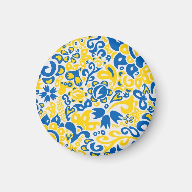 Imã Padrão Folclore com cores de bandeira ucraniana (Frente)