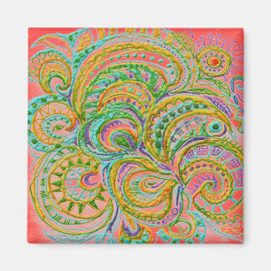 Imã Padrão Folk Art Fantasy