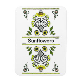 Ímã Padrão Folk de Girassóis por Alexandra Cook