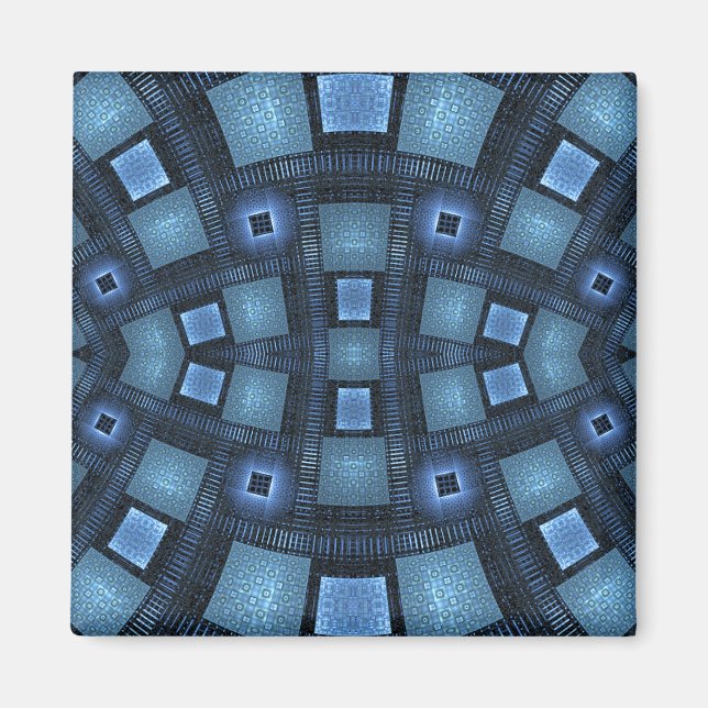 Imã Padrão Geométrico Abstrato Azul (Frente)