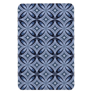Ímã Padrão Geométrico Azul Estilo Retro