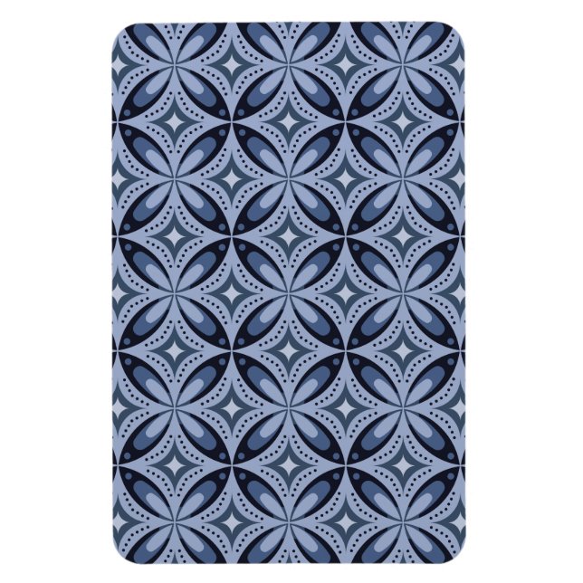Ímã Padrão Geométrico Azul Estilo Retro (Vertical)