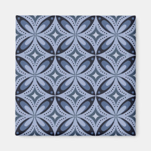 Imã Padrão Geométrico Azul Estilo Retro