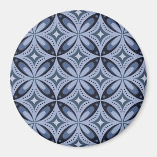 Imã Padrão Geométrico Azul Estilo Retro