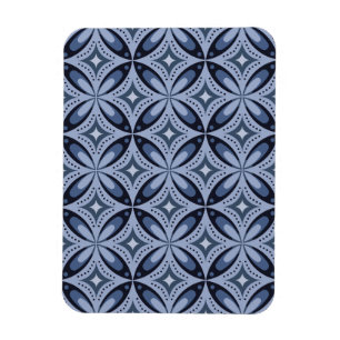 Ímã Padrão Geométrico Azul Estilo Retro