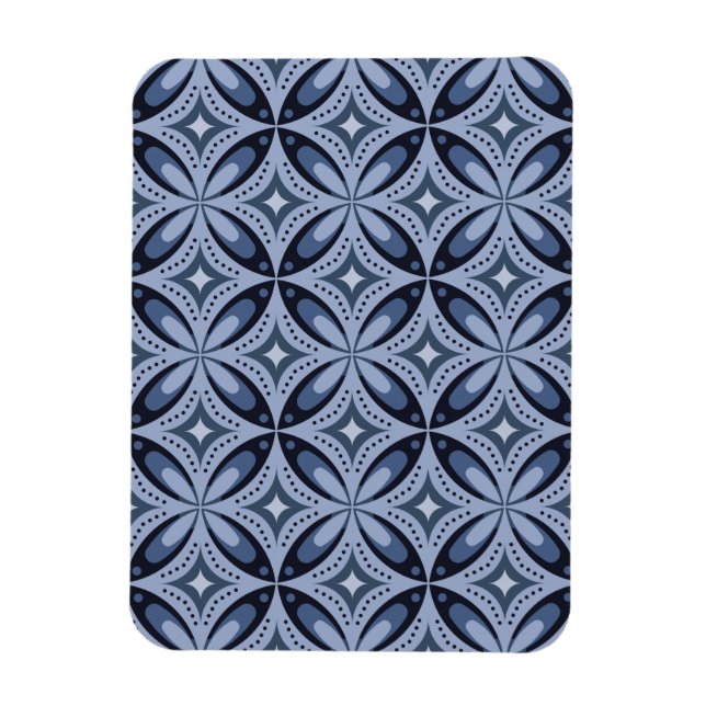 Ímã Padrão Geométrico Azul Estilo Retro (Vertical)