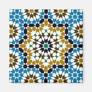 Imã Padrão Geométrico Boho Tradicional Mosaico Marroqu