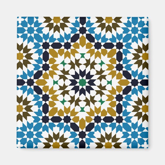 Imã Padrão Geométrico Boho Tradicional Mosaico Marroqu (Frente)