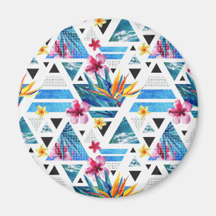 Imã Padrão Geométrico de Flores Tropicais