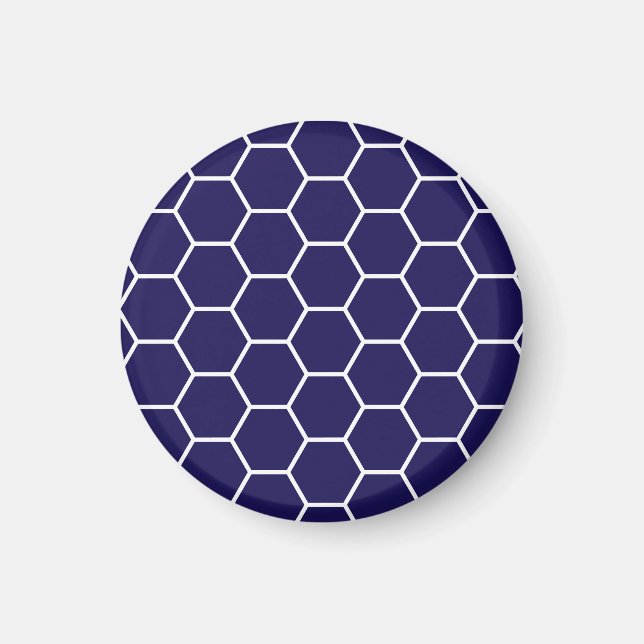 Imã Padrão Geométrico do Honeycomb Hexágono Azul-marin (Frente)