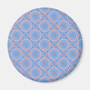 Imã Padrão Geométrico Fofo Círculos Rosa sobre Azul