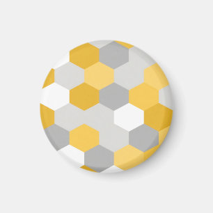 Imã Padrão Geométrico Hexágono Cinza Amarelo