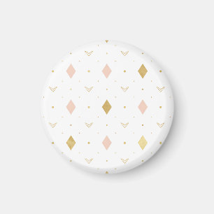Imã Padrão Geométrico Rosa Bege Dourado