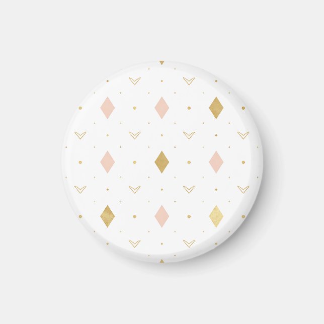 Imã Padrão Geométrico Rosa Bege Dourado (Frente)