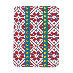 Ímã Padrão geométrico tribal vermelho, azul e estrela