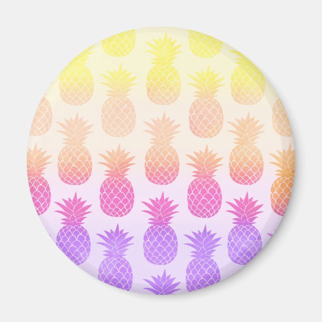 Imã Padrão Girly Topical Rainbow Summer Pineapple (Frente)