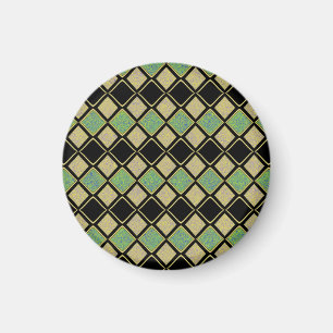 Imã Padrão Harlequim em Dourado, Verde e Preto
