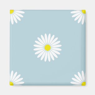 Imã Padrão Ilustrativo de Lg do Daisies no Azul Pálido