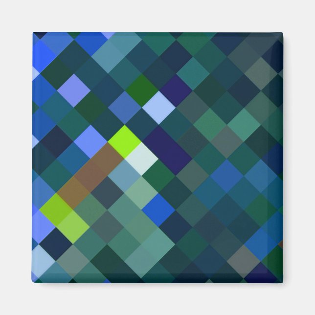 Imã Padrão ixelado - Azul (Frente)