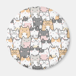 Imã Padrão Kawaii de Gatos Fofos Sem Costura