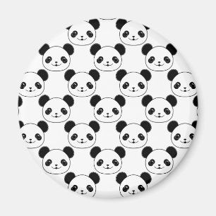 Imã Padrão Kawaii Panda Em Preto E Branco