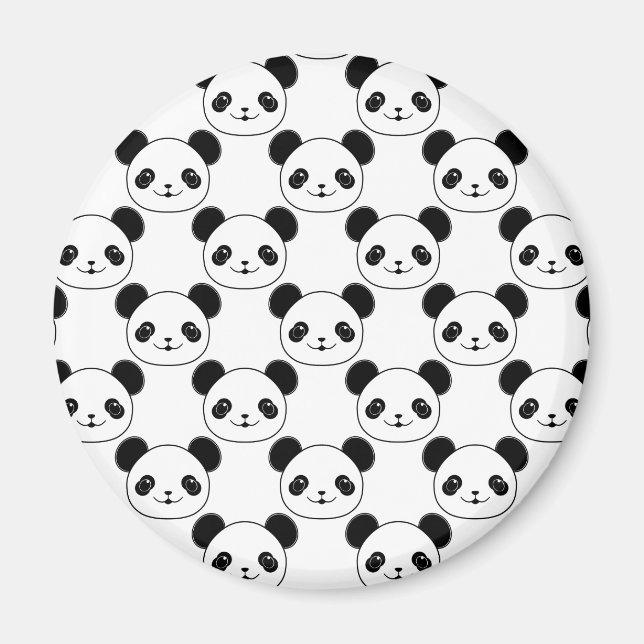 Imã Padrão Kawaii Panda Em Preto E Branco (Frente)